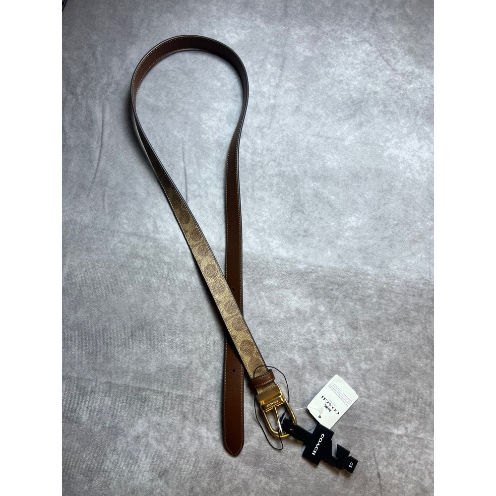 Coach CX057 Reversible Signature Women Accessories Belt OS Tan Brown Monogram